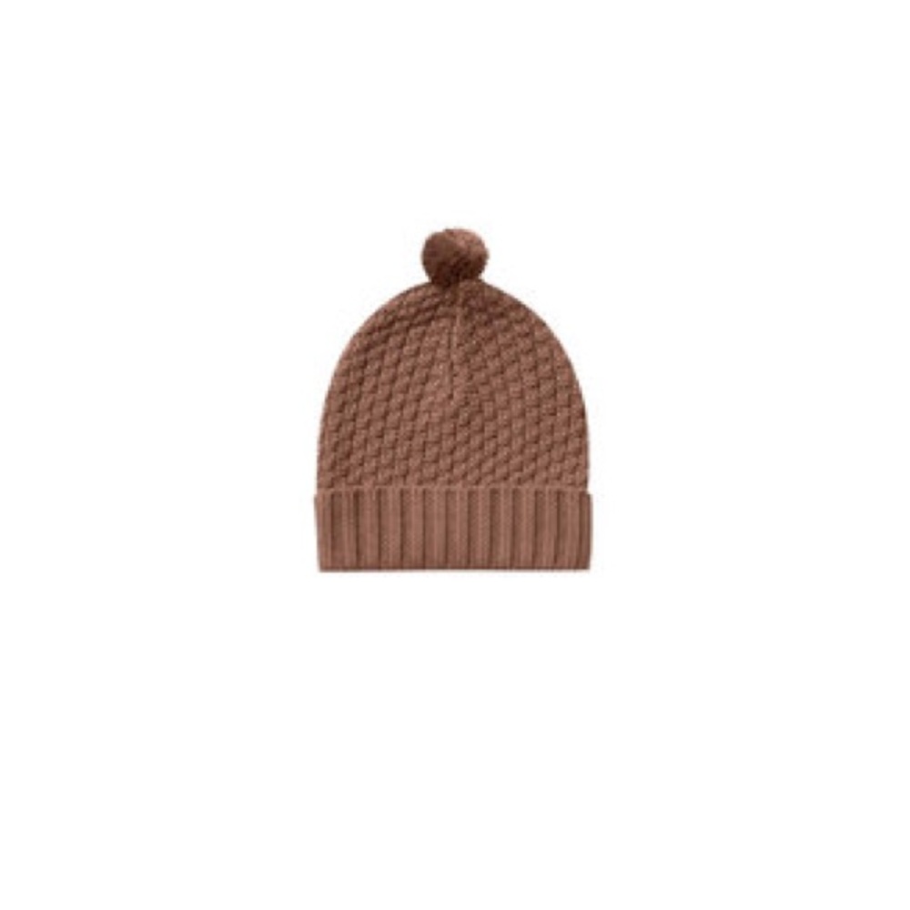 Quincy Mae Brown Knit Pom-Pom Beanie 0-12 months